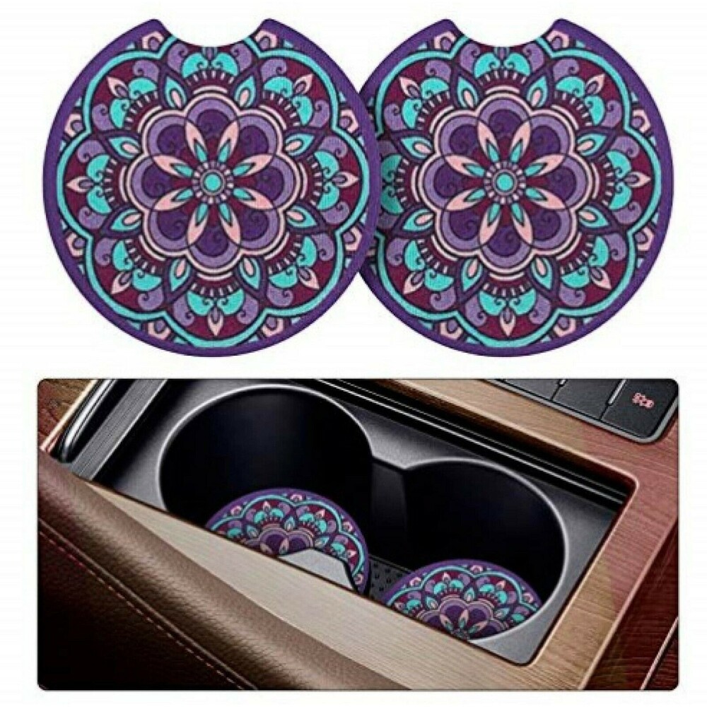 2 Pack Car Coasters For Drinks Absorbent 2.75 inch Car Cup Holder NEW